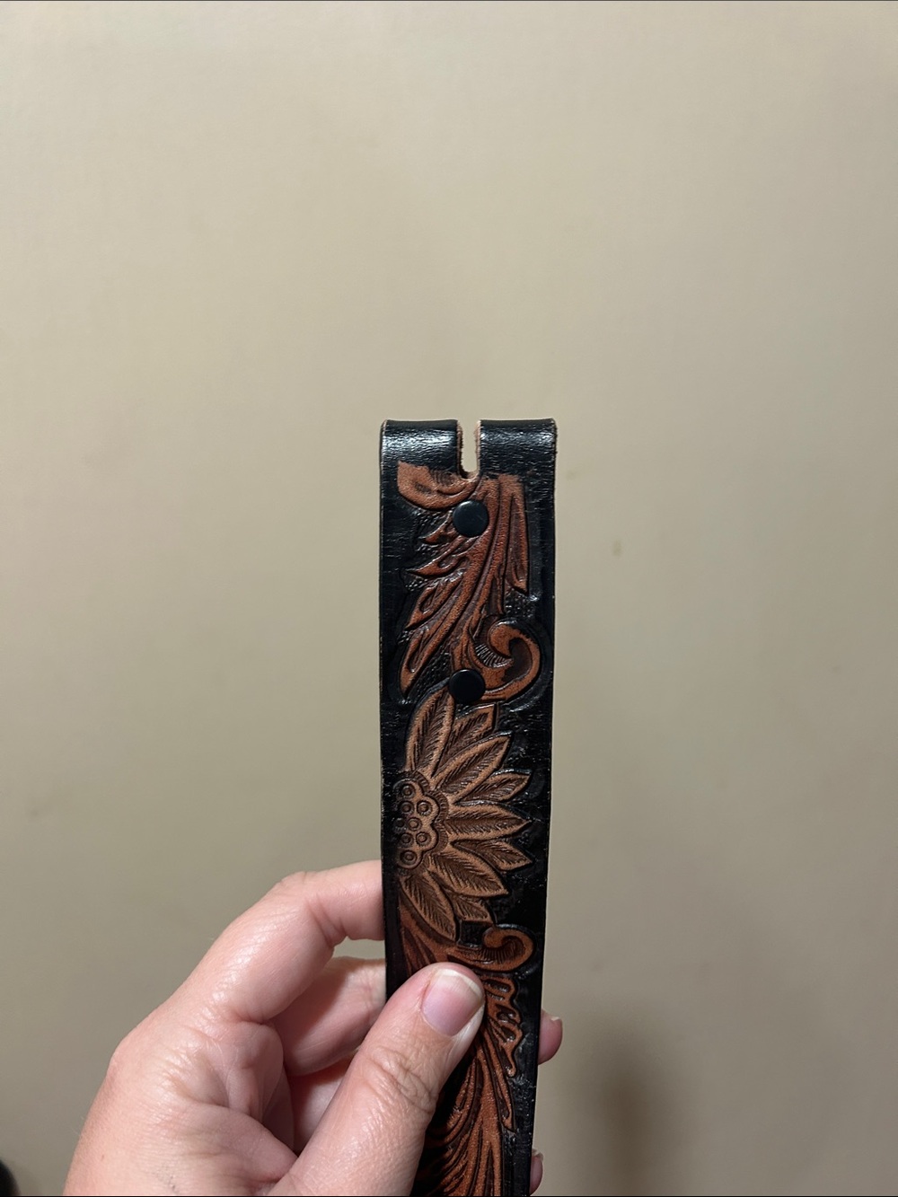Tony Lama Tan Leather Belt with Branded Stamp - Picture 5 of 6